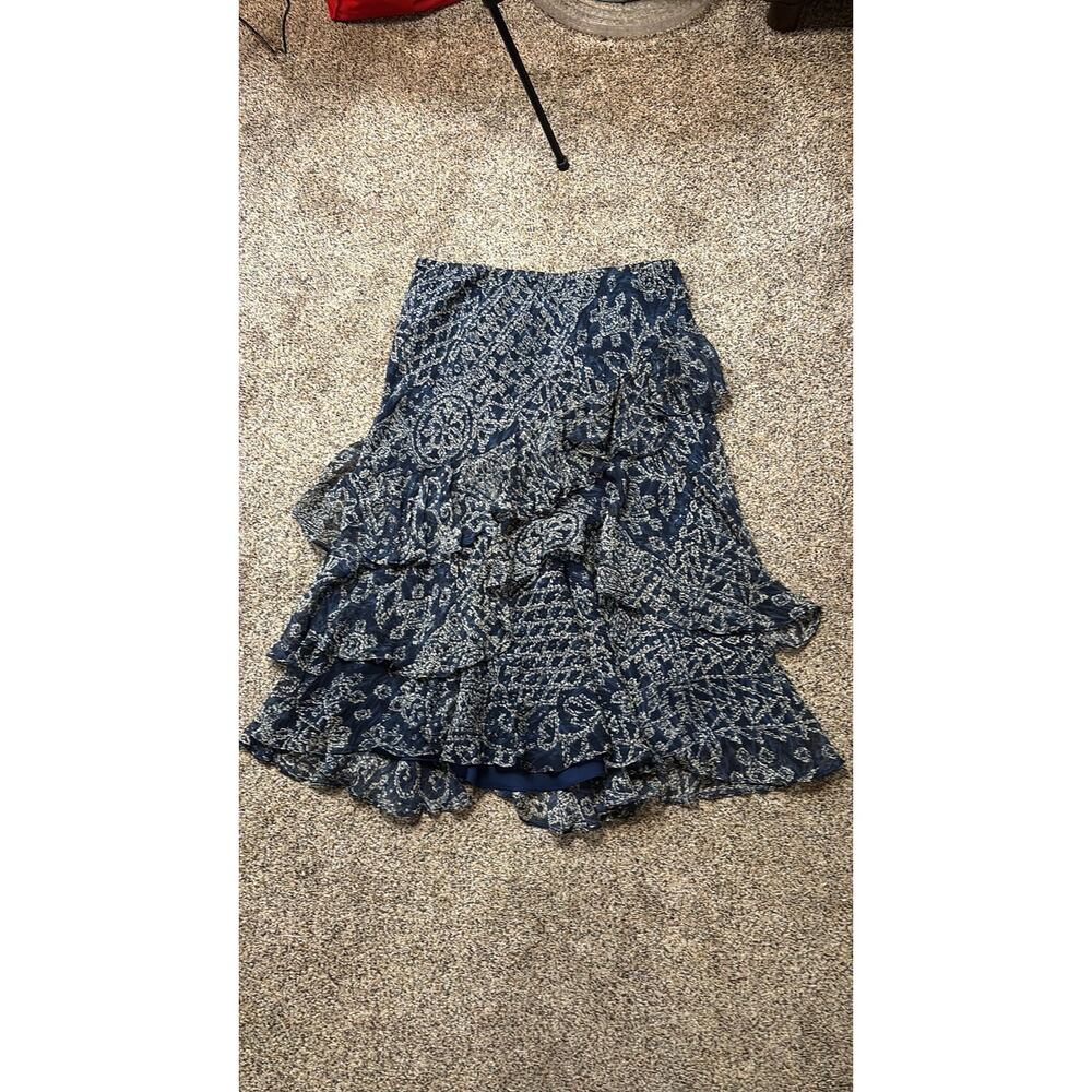Vintage Ralph Lauren 100% Silk Ruffle Skirt Size XS